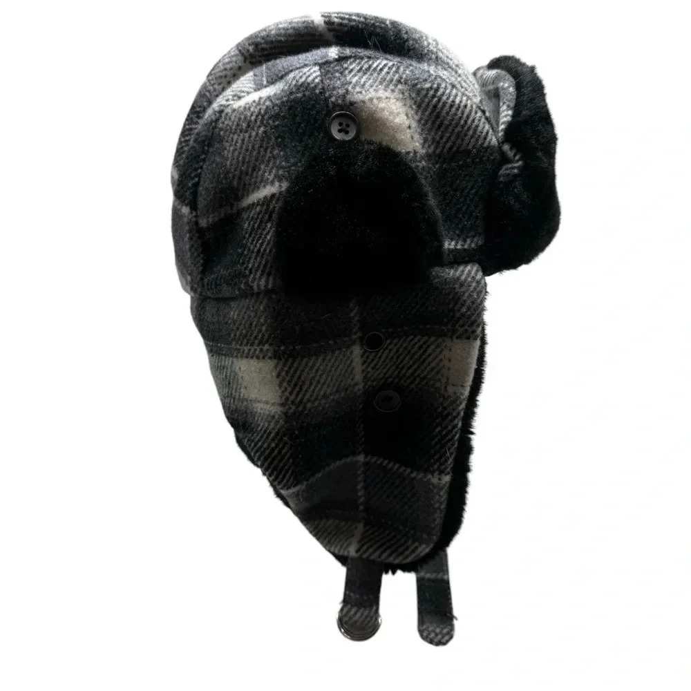 Plaid trapper Russian winter aviator hat wool blend hat attack New York